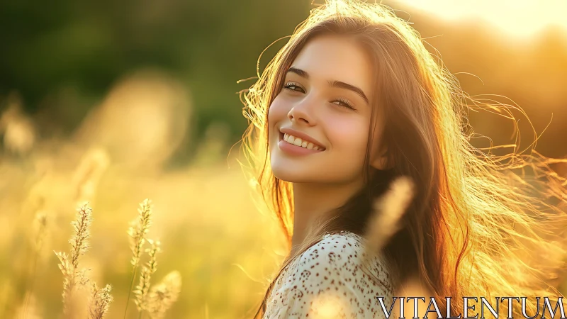 Sunlit meadow smile in a golden hour daydream.