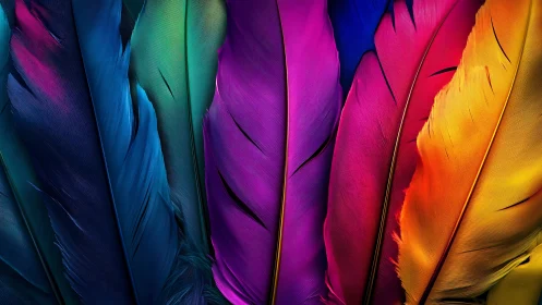 Vibrant multicolor feathers display saturated gradient light