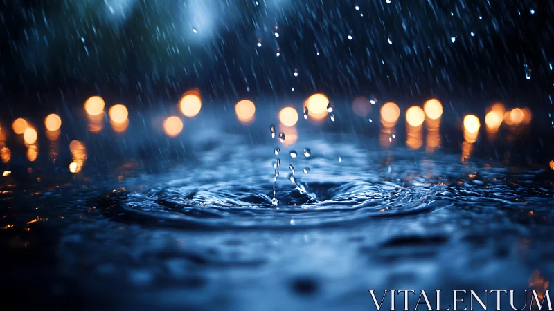 Rain-kissed puddle glowing with cozy evening lights.