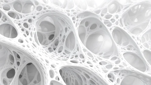 Abstract White Organic Mesh Structure, Futuristic 3D Render.