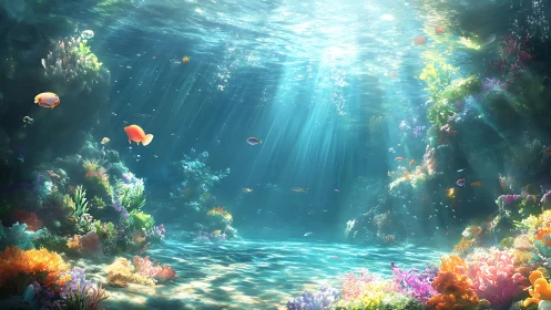 Sunlit coral ballroom where tiny tropical swimmers twirl.