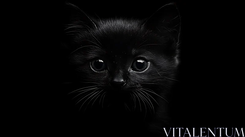 Black Cat Portrait: Luminous Eyes Against Darkness.