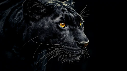 Golden Eyes Pierce Midnight's Silent Jungle Gaze