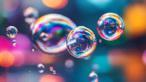 High-saturation macro soap bubbles with bokeh light spectra