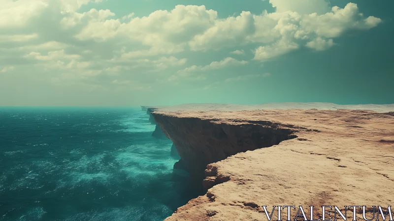 Turquoise Waters Meet Limestone Cliffs Along Desert Shore.