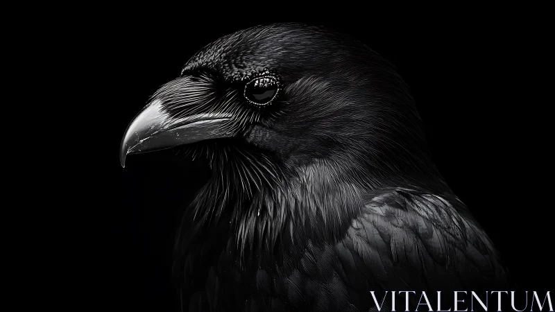 Quiet raven in soft light against a deep night backdrop.