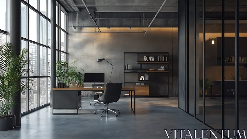 Calm modern office invites focus with light, plants, and space