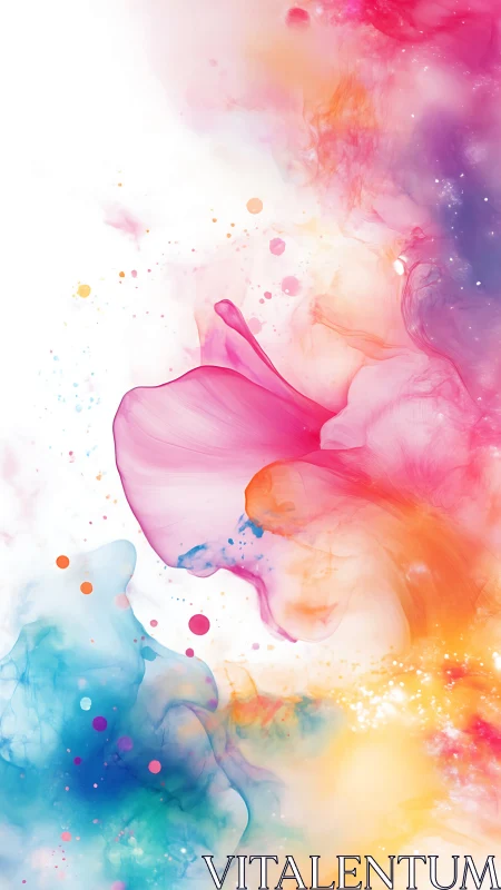 Vibrant fluid color clouds swirl through bright white space