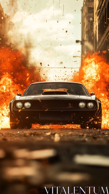 Classic Muscle Car Bursts Through Epic Fiery Explosion