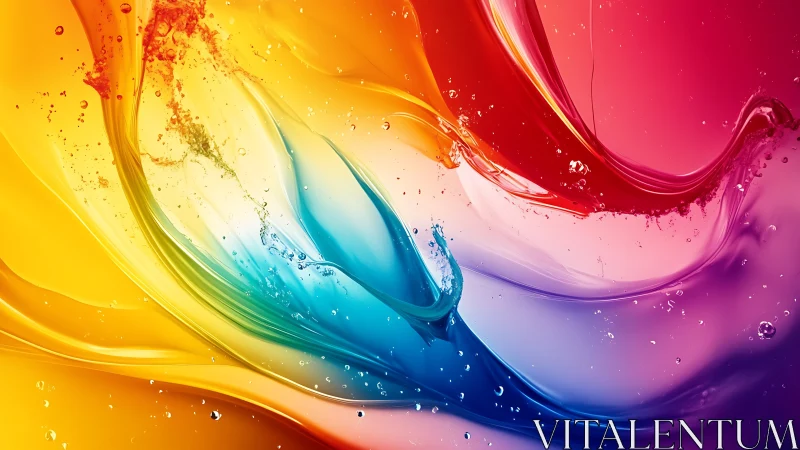 Sweeping rainbow waves dance in vibrant liquid color