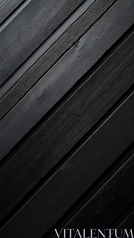 Diagonal black wooden planks form a textured linear surface