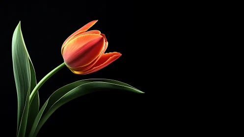 Crimson Tulip Strikes a Pose Against Void