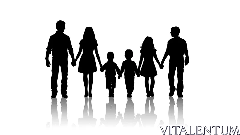 Family Group Silhouette Standing Together