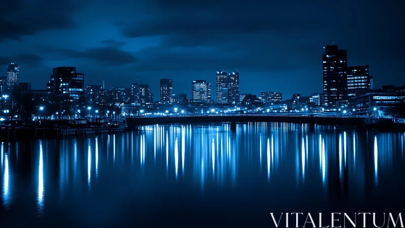 Midnight skyline paints electric echoes across the water