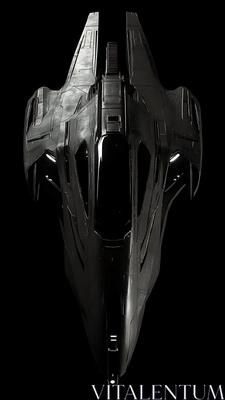 Stealth spacecraft rendered with hard-surface topology and glossy PBR shading
