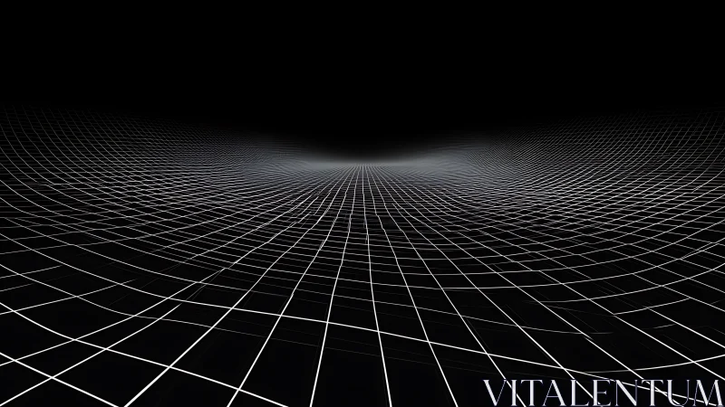 Curved white grid surface receding into a central vanishing point