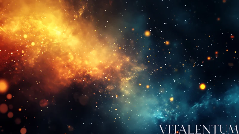 Stellar firestorm drifts through midnight nebulaic silence.