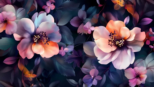 Luminous Blooms Dance in Rich Jewel Tones and Soft Pastels