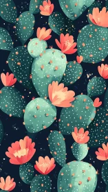 Blooming Desert Dreams: Cacti in Coral Flower.