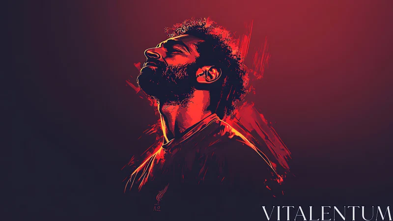 Side-profile digital portrait of male football player.