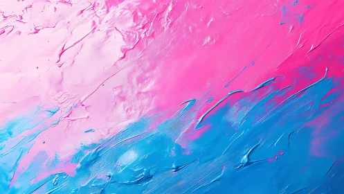 Vibrant Abstract Pink and Blue Acrylic Texture Painting.