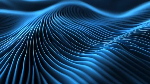 Undulating blue digital wave surface with linear contours.