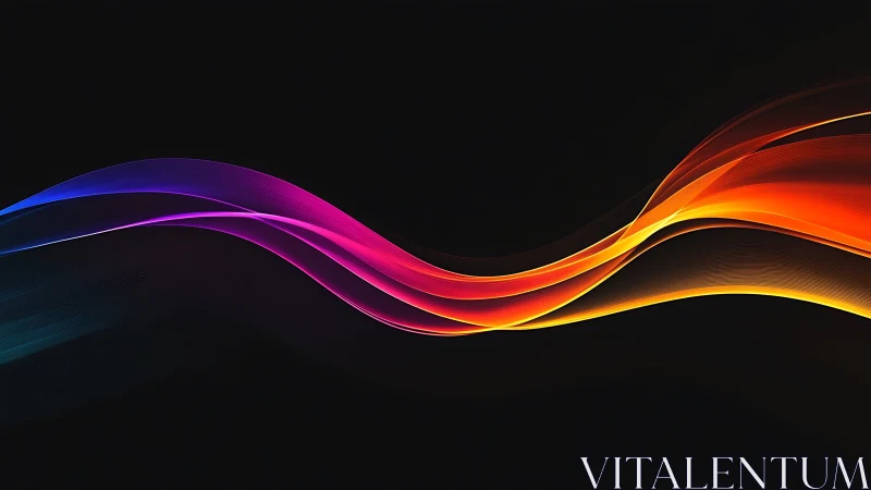 Chromatic light ribbons flowing across deep black field.