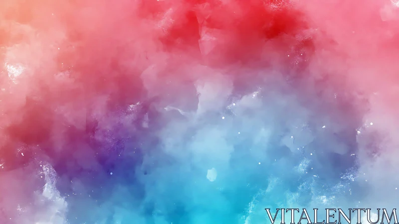 Vibrant nebula cloud blends red, violet and cyan haze