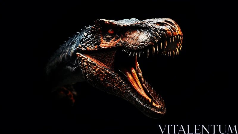 Primordial thunderjaw roars from the velvet dark.