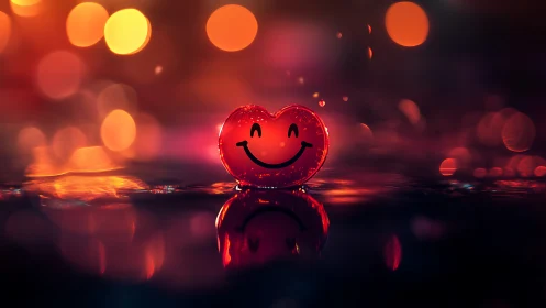 Glowing Heart Smiles in Neon Bokeh Light.