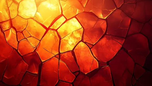 Cracked Molten Lava Texture with Glowing Orange Abstract Style.