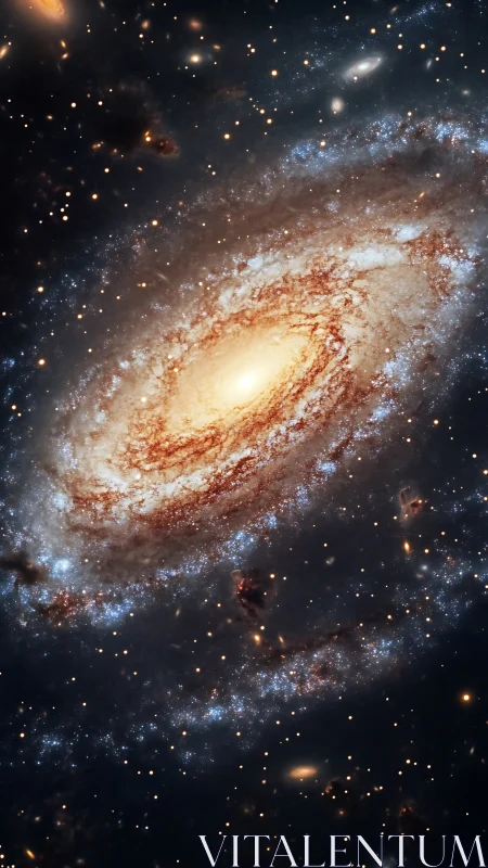 Spiral galaxy core with luminous dust lanes and starfields.
