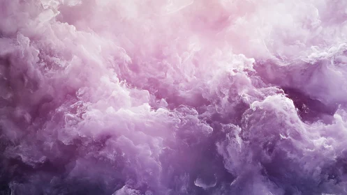 Dreamy lavender stormclouds swirling in luminous mist.