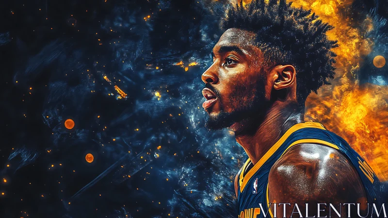 Galactic courtside meteor blazes through swirling cosmic fire