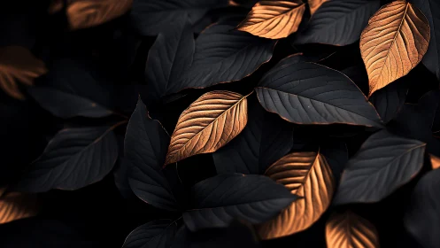 Copper-lit leaves glow against deep shadowed foliage.