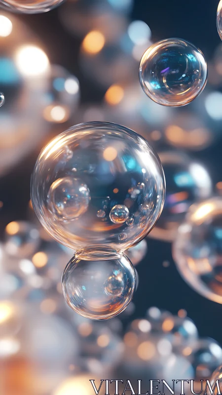 Hyperreal translucent bubbles render with cinematic bokeh lighting