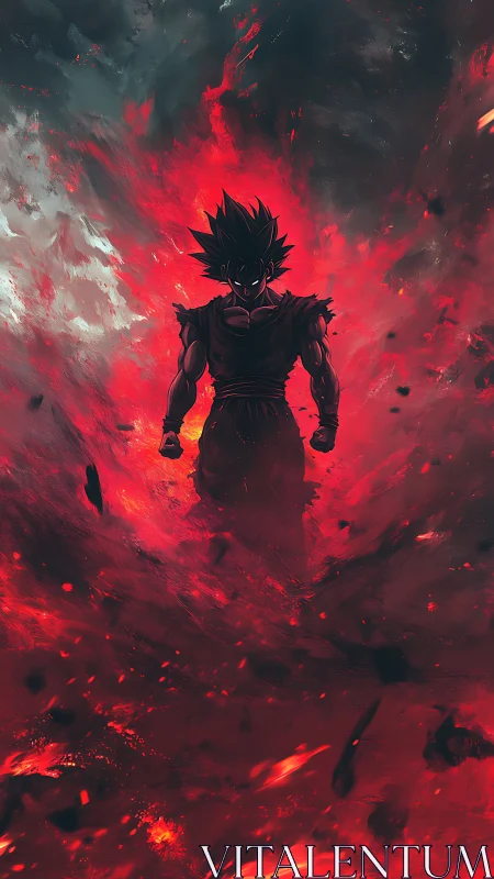 Storm-born warrior strides through a wildfire of skyfire