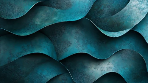 Curved teal layers forming textured abstract wave fields.