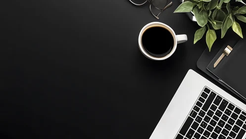 Midnight desktop ritual brews focus between leaves and keys