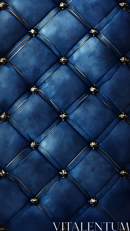 Midnight blue quilted leather lattice with gilded accents.