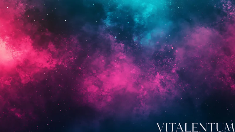 Dreamy pink and teal galaxy clouds drifting through space.