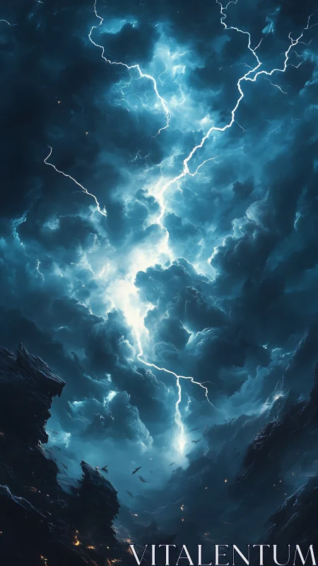 Vertical lightning channel carves through dense storm vortex