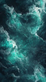 Cosmic tides swirl like turquoise storms across midnight