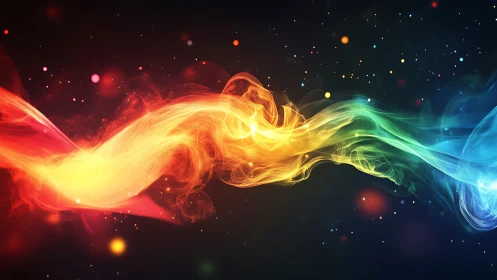 River of rainbow light drifting through a dreamy night sky.