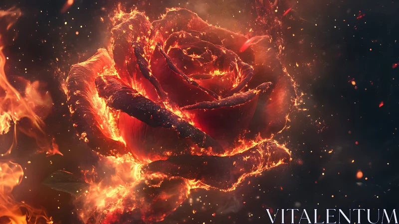 Photorealistic Fire Rose with Emissive Particle Dispersion