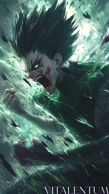 Dynamic anime power surge with kinetic energy rendering.