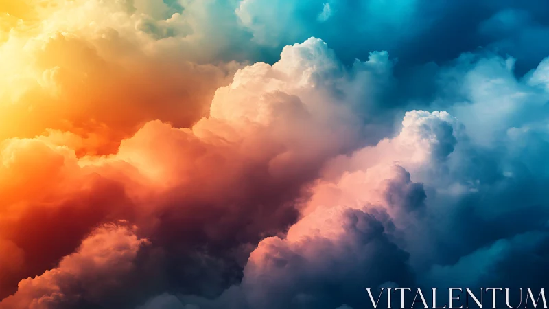 Digital painting of prismatic storm clouds in gradient skyscape.