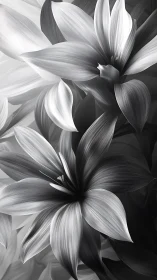 Monochrome Floral Petals Rendered in Grayscale Digital Art.