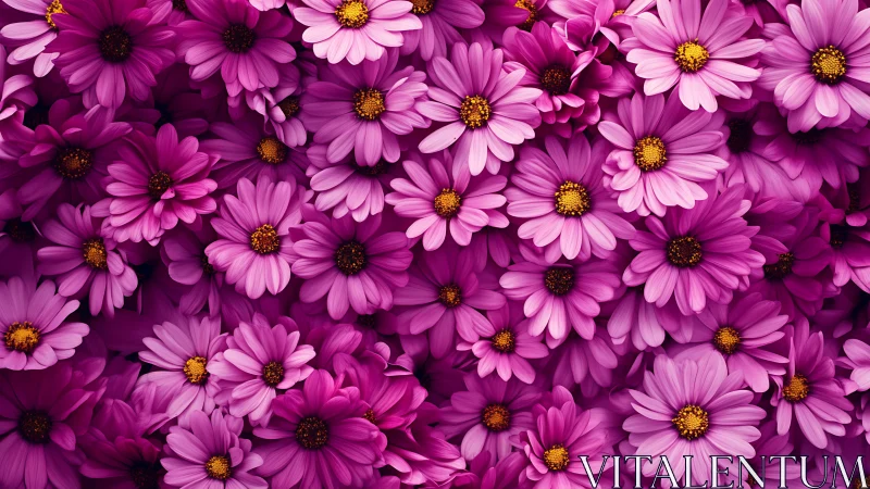 Vibrant Pink Daisy Flowers Densely Packed.