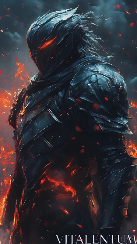 Armored infernal knight with molten core and high contrast lighting